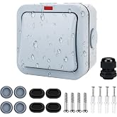 IP66 Waterproof Wall Switch Housing Universal Weatherproof with Dust Cover Outdoor Light Switch Housing for Outdoor Garden Wo