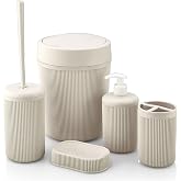 Promosyonca Banyo Seti, &Ccedil;&ouml;p Kovası, Sıvı Sabunluk, Diş Fır&ccedil;alık, Sabunluk ve Tuvalet Fır&ccedil;ası, 5 Par&ccedil;a (Beyaz)
