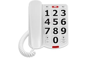 UVITAL Big Button Desktop Phone for Seniors, Landline Telephone for Home with Number Memory and Redial Function, Easy to Read Buttons, Ideal for Visually Impaired Users