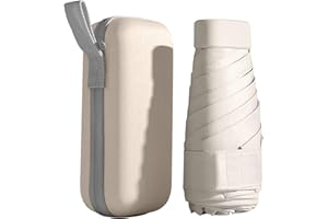 Aiqingch Mini Umbrella, UPF50+ Folding Travel Umbrella, Small Compact UV Umbrella Sun Rain Umbrella with Storage Box, Windproof 6 Ribs Pocket Umbrella for Women Men