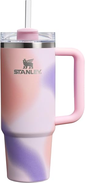 STANLEY 1913 Quencher H2.0 Flowstate Tumbler 0.89L - Cold for 9 Hours - Iced for 40 Hours - Water Bottle with Straw, Handle and Lid - Dishwasher Safe - Travel Mug for Cold Drinks - Rose Petal Motion - 1