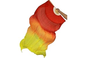 Calcifer Abanicos de seda de bambú de 180 cm, para danza del vientre, 2 unidades, colores #02