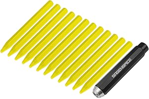 ‎SÄGENSPEZI Sägenspezi Kreide gelb 12 Stück inklusive Kreide-Halter für 11 mm bis Ø 12 mm (auch in verschiedenen Farben auswählbar) Signierkreide 11 x 110 mm Forstkreide wasserfest