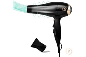 Venga! Sèche-Cheveux Ionique Léger et Puissant 2 Vitesses et 3 Températures Bouton Cool-Shot 2000 W Noir/Doré VG HD 3000