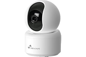 NIVIAN Cámara de vigilancia Interior Domo 360º WiFi-Grabación en MicroSD(No incluida)-2K-Audio bidireccional-Deteccion Humanos y Auto-Tracking-Compatible con Amazon Alexa y Google Home–App Tuya