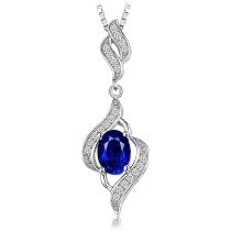 JewelryPalace 4ct Collana Lunga Donna Argento 925 con Creato Zaffiro Blu, Semplice Collana Ciondolo Pietra a Taglio Ovale con Catena 45cm, Collane Pendenti Anniversario Set Gioielli Donna