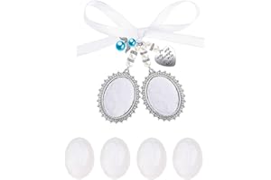 gqdlzgnyLL Wedding Bouquet Charm Lace Oval Bridal Bouquet Angel Charm Memorial Photo Charm You Are Always in My Heart Charm, Silver, Approx.4x5.3cm