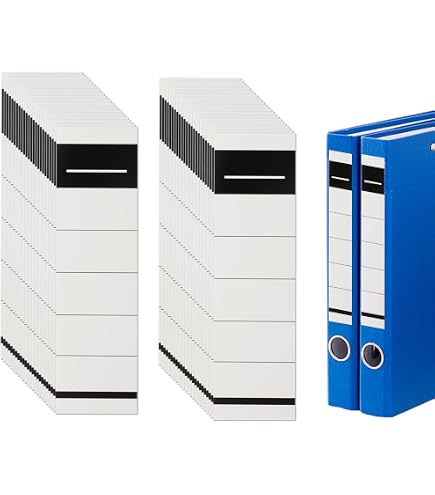 Set Di 100 Dorsi Autoadesivi Per Raccoglitori – 19x5,4 Cm, Per Cartelle Larghe E Sottili, Per Ufficio E Scuola