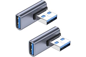 La Brodée 90 Grad USB3.1 Adapter, 2 Stück USB Winkelstecker Linker Winkel A Stecker auf Buchse OTG Adapter Konverterverlängerung für PC, Laptop, USB-A-Ladegerät, Powerbank und mehr