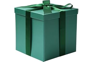 RUSPEPA Confezione regalo di compleanno media con coperchi, nastro e carta velina, confezione regalo pieghevole - 1 pz, 25,4 x 25,4 x 25,4 cm, verde