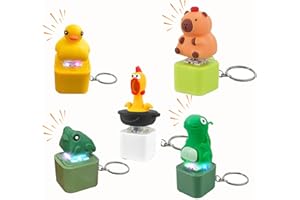 Fidget Spielzeug Eidechse Schlüsselanhänger, Leuchtend Anti-Stress Eidechse Clicker Spielzeug mit Sound, Ente Fidget Toys Für Erwachsene, USB, Lustige Gadgets Stressabbau Antistress Spiel (5 Stück)