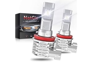 NATGIC H11 H8 H9 Lampadine Fendinebbia LED ad Alta Potenza 55W CanBus Senza Errori Super Brillante Luce di Marcia Diurna 3200LM e 6500K Xenon Bianco DC 9V - 32V - 2 Anni di Garanzia (Confezione da 2)