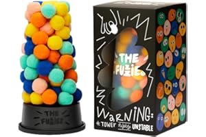 CMYK The Fuzzies Quick Game of Balance, Combines Little Pompom Balls with Gravity-Defying Towers Fun, Competitive Game For 2 or More Players, For Ages 6 to Adult, Don't Topple the Tower