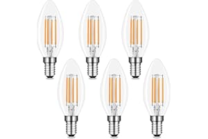 Akynite Lampadina Candela LED C35 E14 Luce Calda 2700K 400LM, AC 220-240V, Lampadine Filamento LED Attacco Piccola, Lampadina Decorativa E14 Calda per Lampadario, Non Dimmerabile, set di 6
