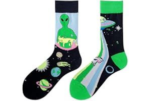 NxnChc Lustige Socken Für Damen Und Herren Unisex Viele Motive Tier Essen Obst Sport Kunst Aus Baumwolle Geschenk Asymmetrische Muster Links Und Rechts