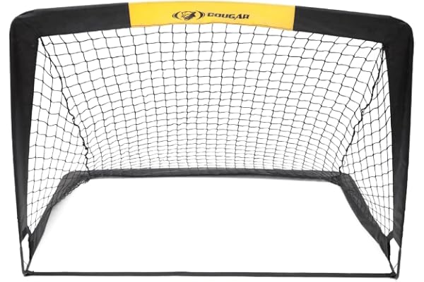 COUGAR Portable Soccer Practice Foldable Goals 4'x3' Set of 2 Fully Collapsible & Easy Self-Assembly, Lightweight Backyard & Beach Soccer Nets with Carry Bag