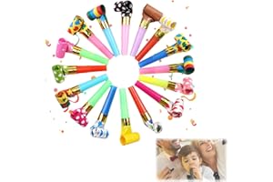 BIRLOZA Lot de 20 Langue De Belle Mere Sifflet Anniversaire Enfant sifflets pour Enfants pour Anniversaire d'enfant Serpentins Souffleur de fête,Jouet Trompette