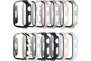 [12 Stück] Schutzhülle für Apple Watch 45MM, Hülle Gehäuse Hart Schutz und HD Gehärtetes Displayschutz Zubehör Kompatibel mit iwatch Series 8 7 45 MM Smartwatch Case