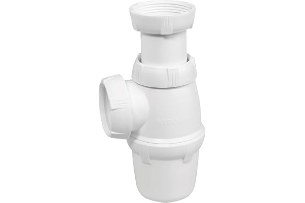 Wirquin SP3213 Siphon d'évier classique ⌀40 mm réglable en hauteur, blanc