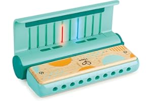 Hape - Harmonica Bleu avec Apprentissage Intéractif - Apprendre avec Les Lumières - Jeu Musical Instrument de Musique Fille et Garçon - Jouet en Bois Enfant dès 3 Ans - Jouet d'Éveil et Motricité