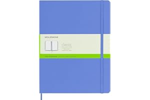 Moleskine - Classic Notebook, Plain Notebook, Hard Cover and Elastic Closure, Size X-Large 19 x 25 cm, Colour Hydrangea Blue, 192 Pages