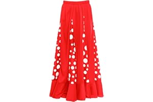 Partilandia Falda Flamenca Niña con Quillas Vuelo Colores Lisos y con Lunares [Tallas Infantiles 2 a 12 años] [Roja Negra Blanca Verde] Ensayo Baile Danza Disfraz