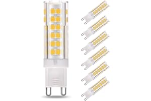 KINGCOO Pack De 6 G9 Led Ampoules,Base En Céramique,7W(Equivalent 60W Ampoules Halogènes),600Lm,Ampoules économie D'énergie Angle de Faisceau de 360 Degrés Pour l’Éclairage Domestique (Blanc chaud)