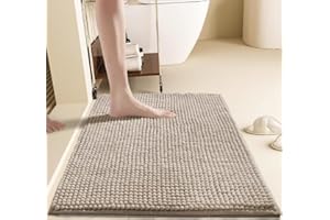 LEZUAN Tappeto Bagno in Ciniglia, Tappetino Bagno Antiscivolo, Tappeto Doccia Assorbente, Tappeti da bagno Morbido, Lavabile in Lavatrice(Beige,40x60cm)