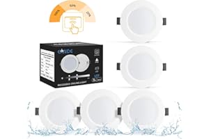 Eande Foco Empotrable Led Techo Regulable, Ip44 Blanco Cálido 3000K 6W 600LM 230V Downlight LED Extraplano, 5 Pack