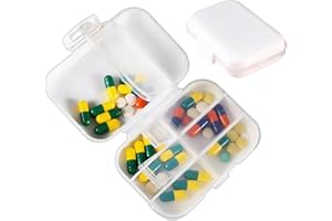 MAIANY Portapillole Piccolo, Porta Pillole per Viaggio, Organizer per Pillole Personali, con 10 Scomparti per Sitamine e Medicine (bianco)