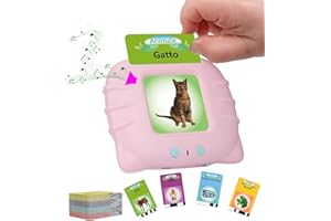 ZYLYVE Schede flash parlanti, giocattoli per bambini da 1 a 12 anni, giocattoli educativi per bambini in età prescolare, per l'ascolto e l'apprendimento di base, 224 parole (colore rosa, in italiano)
