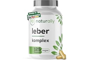 ‎NATURALLY naturally Leber Komplex [125 Stück] - Mariendistel Kapseln mit Artischocken, Löwenzahn, Cholin, Desmodium, vegan, Leber entgiften und Leberkur