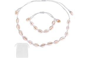 Fozuanei 2 Pieces Shell Necklace Bracelet Set, Adjustable Shell Bracelets Anklets Set, Summer Beach Necklace and Bracelet for Women, Girls and Man