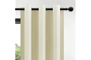 MRTREES Cream Beige Blackout Curtains, Thermal Window Curtains for Bedroom Eyelet, 2 Panels Window Treatment 117x137 CM 46x54 Inch Cream Beige