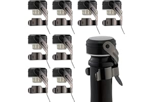WOTOR tappo per spumante, tappi bottiglie vino, a prova di perdite, Mantieni fresco, riutilizzabile accessori vino, Adatto per vino rosso, champagne, prosecco, vino frizzante (nero, 8 pezzi)