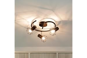 Taklampa med 3 justerbara spots metall i svart 3x E14 kompakt sovrum vardagsrum kök hall inomhus taklampa spotlight spotlight