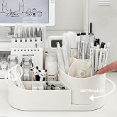 TRUBILLION Revolve 360 Degree Rotating Office Desk and Makeup Brush Organizer Stand, Multipurpose Organizer with 16 Compartme