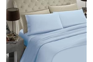 BANZAII TEXTILE INNOVATOR ONLINE Banzaii Completo Lenzuolo Matrimoniale, Azzurro 100% Microfibra Made in Italy, Lenzuolo Sopra 240 x 290 cm, Lenzuolo Sotto 160/170 x 190/200 x 25 cm, 2 Federe 52 x 82 cm