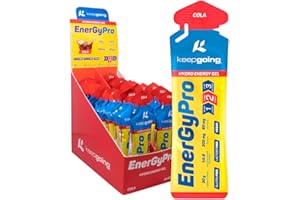 keepgoing - Gel Energético EnergyPro Sabor Cola 24 uds x 60g | Energy Gel Ciclismo y Running con 80mg Cafeína | Ratio 1:0,8 Maltodextrina: Fructosa