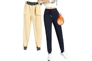 CheChury Pantalon Chandal Mujer Fleece Termico Pantalon Algodon Casual Deportivo Sueltos Largos Moda Pantalon Jogger para Mujer Pantalones Deporte con Bolsillos y Elastica Cintura Alta Ropa de Casa