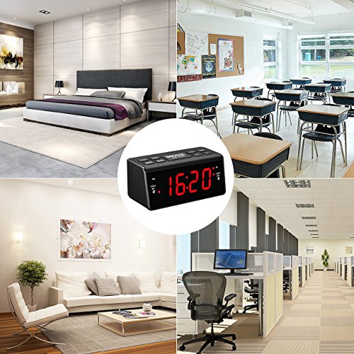 Radiowecker, HoLife FM/AM Uhrenradio Digitales Uhren-Radio LED Wecker Dual-Wecker Schlummerfunktion(UKW-Radio, Dual-Alarm, Dimmbar, Snooze, Batterie-Backup, Schwarz) - 6