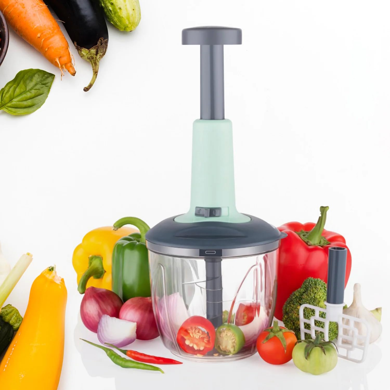 Effortless Chopping with SHUTTLE ART 1100ml Hand Press Vegetable Chopper