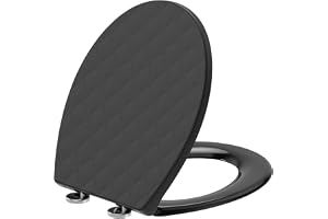 SREWOHS PRO Toalettsits med Soft-Close Oval, toalettlock svart med snabböppningsfunktion, toalettsits med snabbfrigörande – l