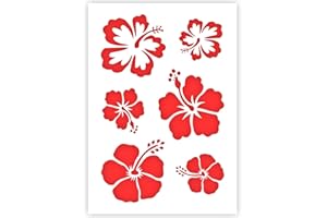 QBIX Stencil di fiori di Aloha - Stencil di fiori - Stencil di fiori alle Hawaii - Formato A5 - Stencil riutilizzabile per bambini fai-da-te adatto per pittura, cottura, artigianato, parete, mobili