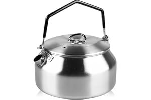 BYZESTY Hervidor de agua de 1 L de acero inoxidable, hervidor de agua para camping, hervidor de agua portátil con mango anticaliente, cocina de gas, tetera para cocinar, hervidor de agua de acero inoxidable