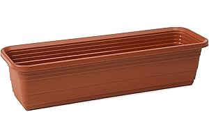GORDANLUK HOME & GARDEN ACCESSORIES Balcony Trough Flower Pot/Planter Window Box Plastic Vegetable, Planters, Patio, Garden, Home Décor, Porch (Terracotta)
