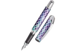 Online College ink pen Shiny, ergonomic fountain pen for school/college, medium nib, soft grip part, for standard ink cartridges, refillable, ideal for beginners, pupils