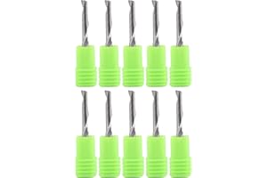 TRVOXVIQ 10 PCS CNC Single Flute Router Bits End Mill 4mm(0.157") Shank,4mm(0.157") Cutting Dia,22mm（0.866”) Cutting Length, Solid Tungsten Carbide Alloy CNC Bits, Milling Cutter for Aluminum