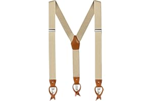 Anshili Herren Hosenträger mit 3 Clips 6 Knopfloch Y-Form - 3.5 cm Breit