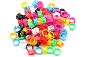 ANCLLO 100 Pcs 10mm Consecutive Numbers Identification Ring Bird Leg Bands Plastic Multicolored on Leg Rings for Chick Bantam Finch ​Pigeons Parrots Opening Identify Leg Cuff Rings